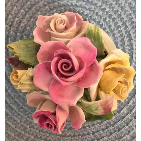 Floral Bone China Rose Bouquet Figurine - Picture 2 of 5